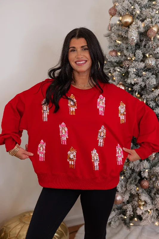 Christmas Nutcrackers Red Sequin Sweatshirt Shimmer Sequin Dress