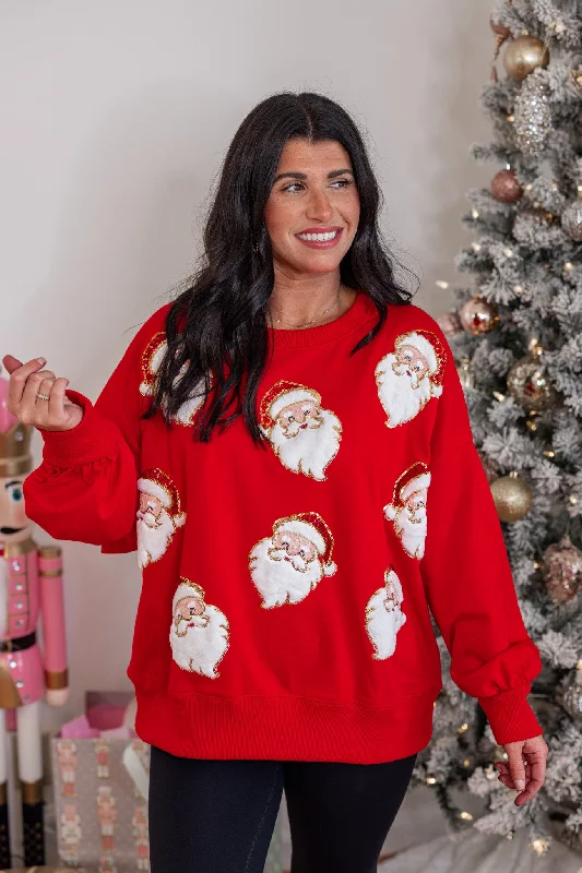 Santa Baby Red Sequin Sweatshirt Flared Sequin Dress