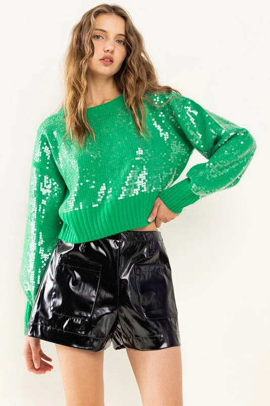 Tis The Sequin Green Sweater Sparkling Sequin Dress