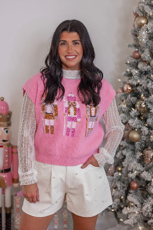 Sequin Nutcracker Pink Sleeveless Sweater Sequin Dress Allure