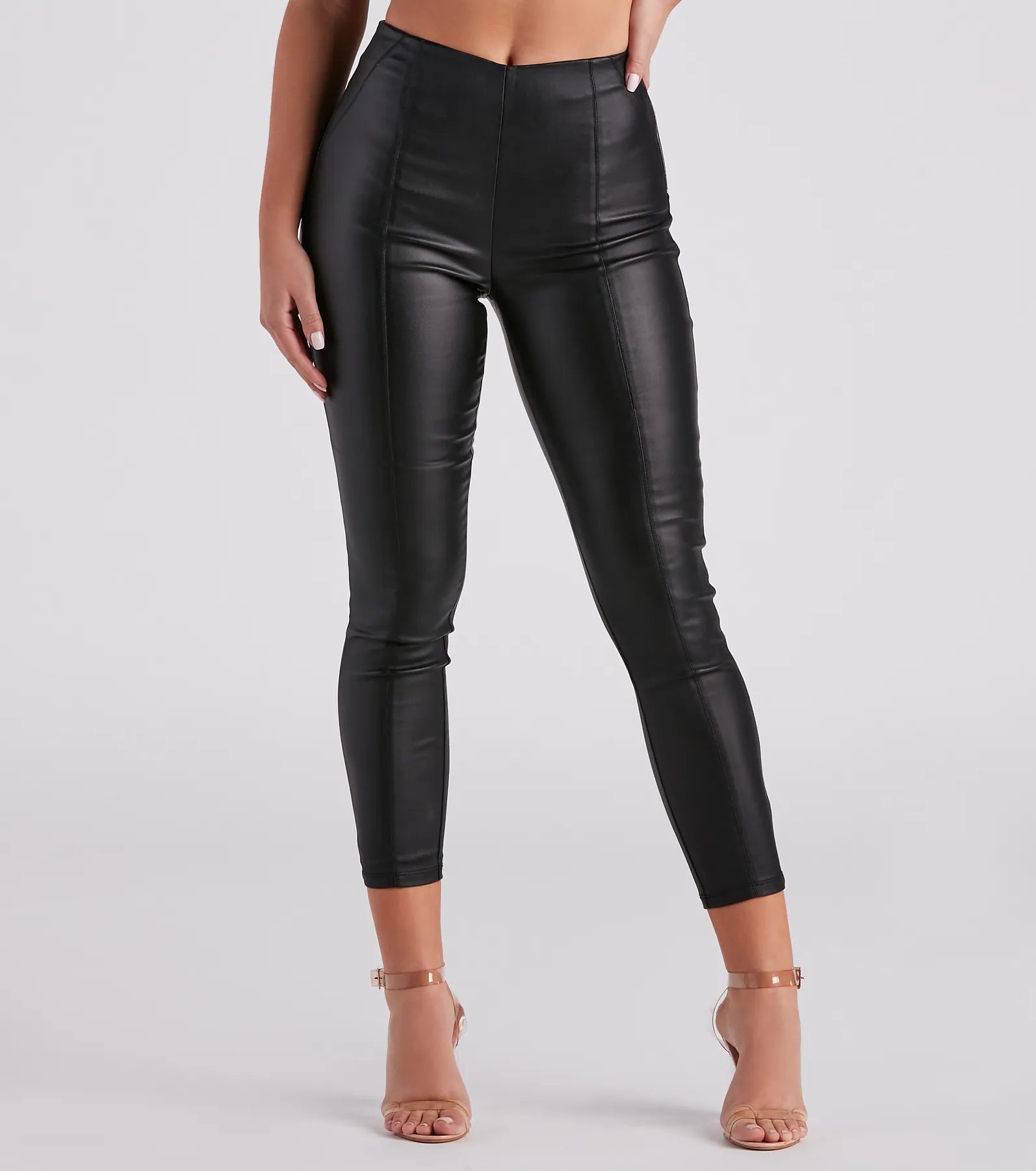 Top Spot Coated Faux Leather Skinny Pants