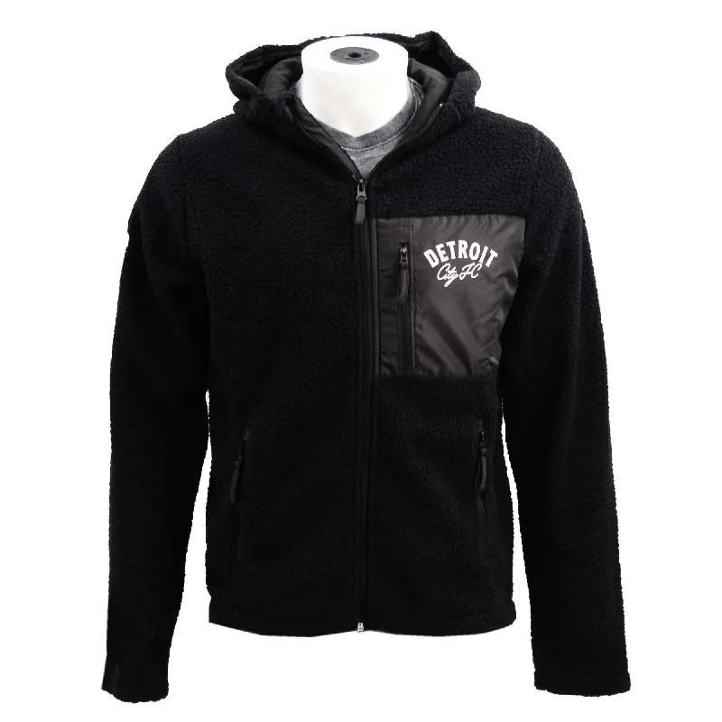 Pile Full Zip Hooded Jacket- Black