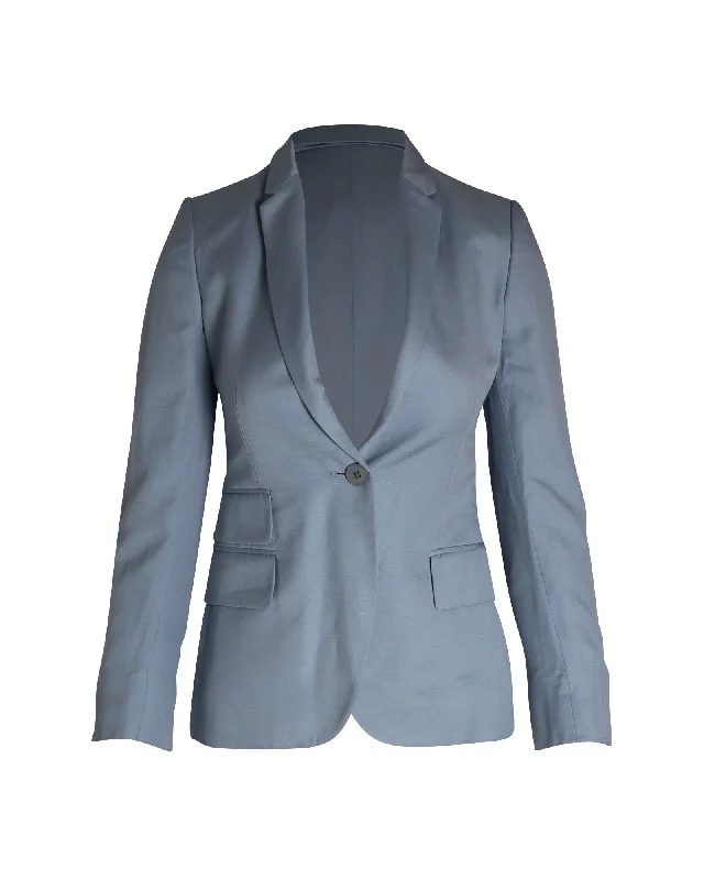 Stella McCartney Single-Breasted Blazer in Light Blue Rayon Slim Cut Blazer