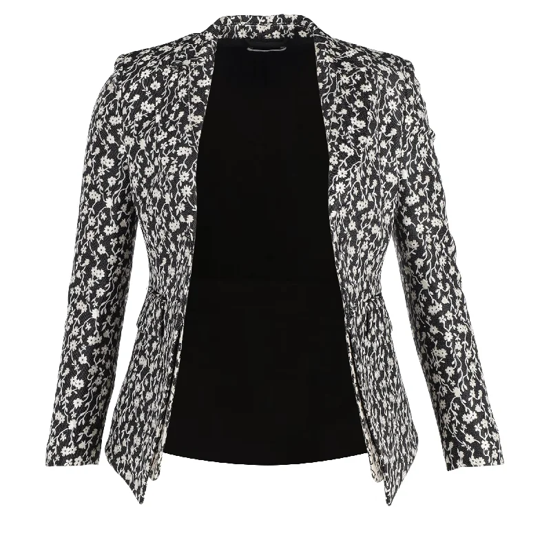 Altuzarra Parthia Floral Jacquard Jacket in Black Acetate Slim Fit Blazer Jacket