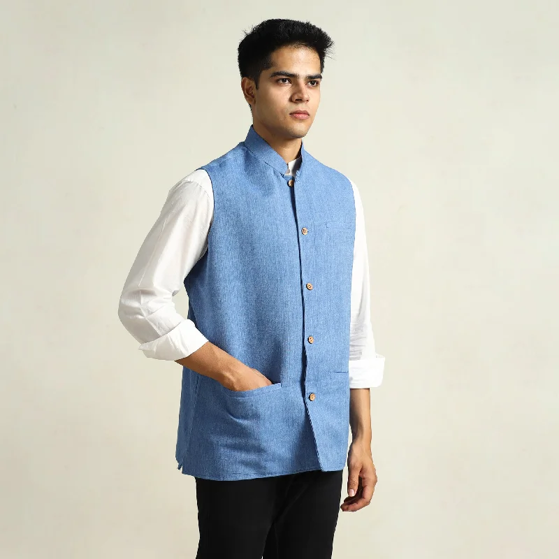 Women's Patagonia jacketsBlue - Pure Cotton Handloom Men Nehru Jacket 06 Women's Patagonia jackets