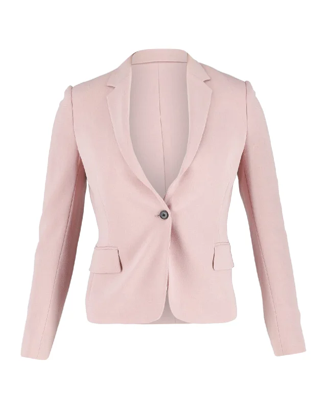 Joseph Single Button Blazer in Pastel Pink Acetate Relaxed Fit Blazer