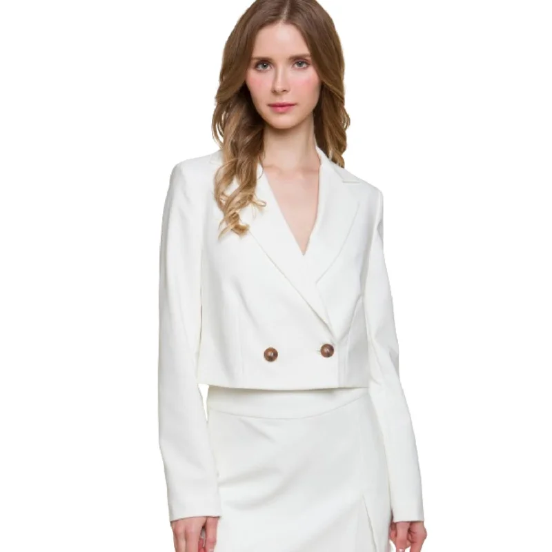 Button Crop Blazer Professional Women’s Blazer