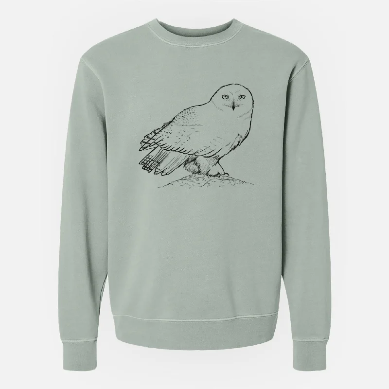 Snowy Owl - Bubo scandiacus - Unisex Pigment Dyed Crew Sweatshirt High-neck Sweatshirt Hoodie