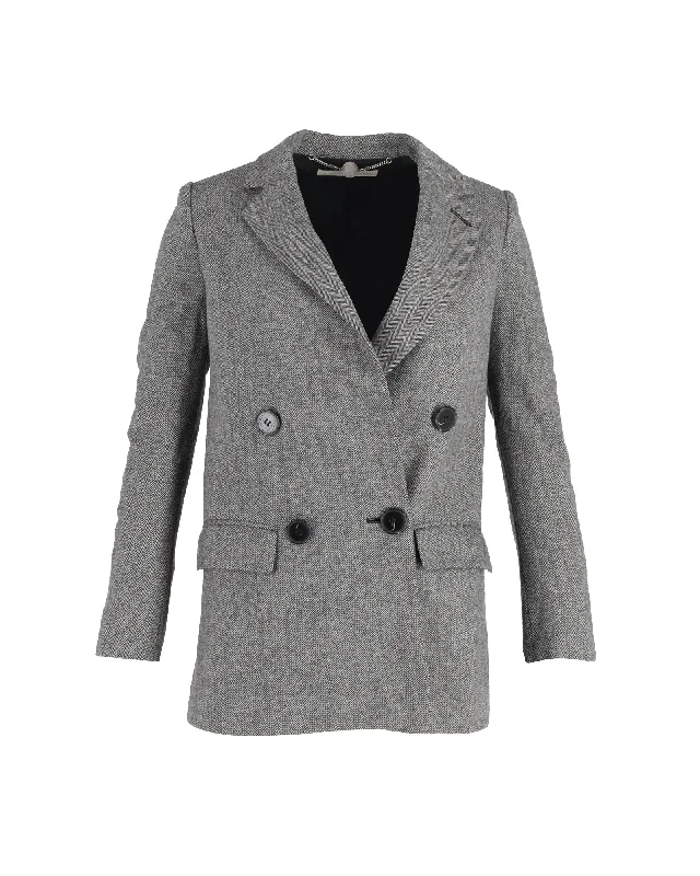 Stella McCartney Double-Breasted Blazer in Grey Wool Women’s Blazer Chic