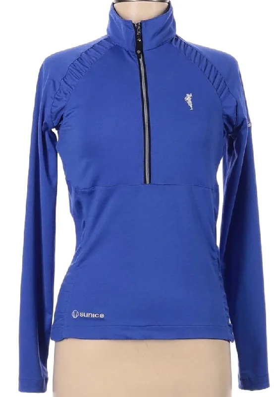 Sunice Women's Blue Half Zip Light Pullover with Logo Size S MSP$100