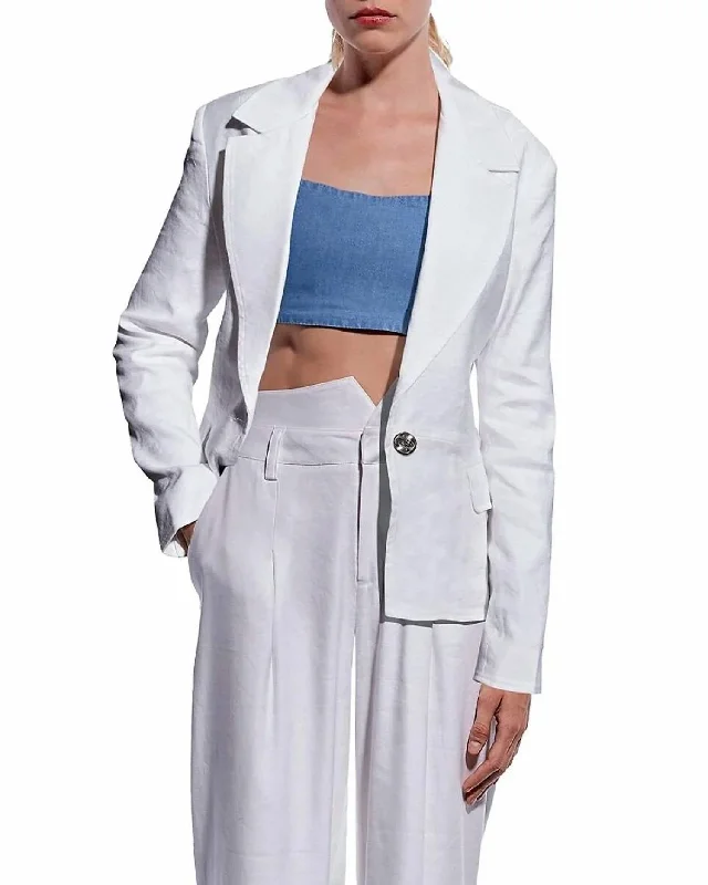 Mimi Blazer In White Faux Leather Blazer