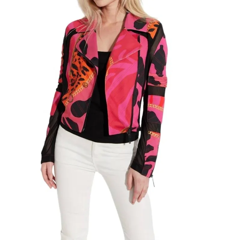 Zip Front Scuba Mesh Jacket In Fuchsia Women’s Double-breasted Blazer