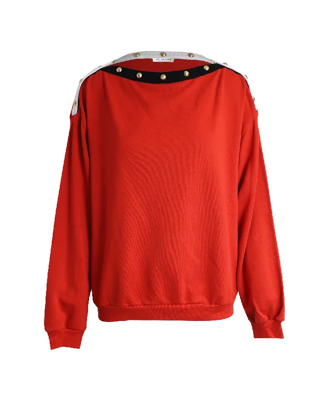 Philosophy di Lorenzo Serafini Embellished Sweatshirt in Red Cotton Elegant Blazer Look