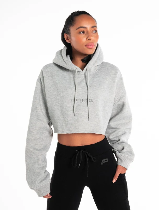 Women's lined jacketsOversized Crop Hoodie - Marl Grey Women's lined jackets