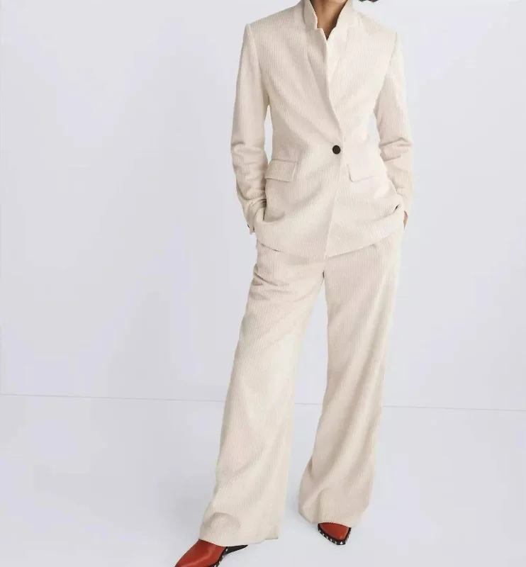 Tessa Corduroy Blazer In Ivory Classic Blazer Jacket