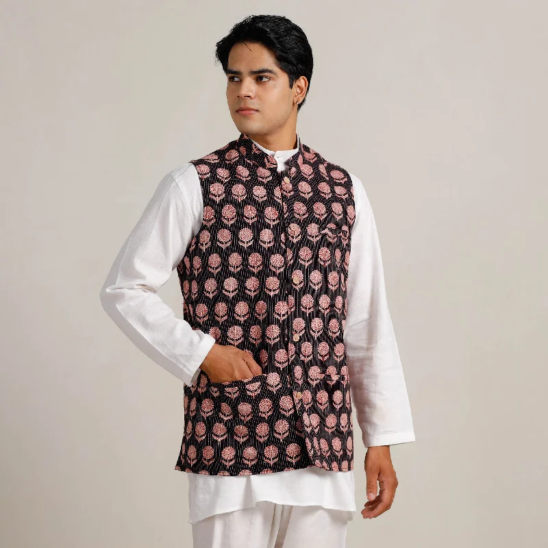 Women's fitted jacketsBlack -  Bagh Print Nehru Jacket for Men 09 Women's fitted jackets