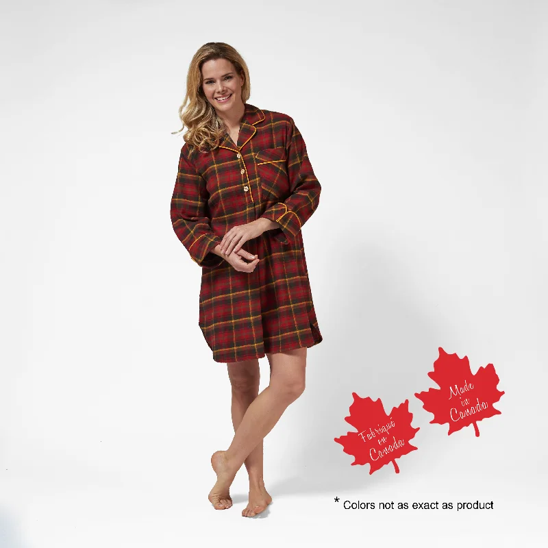 Cheap pajama sets1001 / Woman's Knee Length Flannel Nightshirt in Maple Leaf Tartan Made In Canada Cheap pajama sets