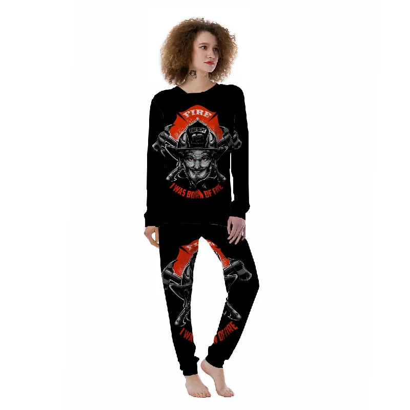 Work-from-home pajama setsDevil Firefighter Print Women's Pajamas Work-from-home pajama sets