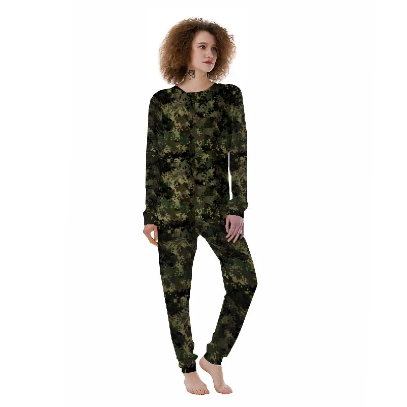 Minimalist pajama setsDigital Camo Forest Green Print Pattern Women's Pajamas Minimalist pajama sets