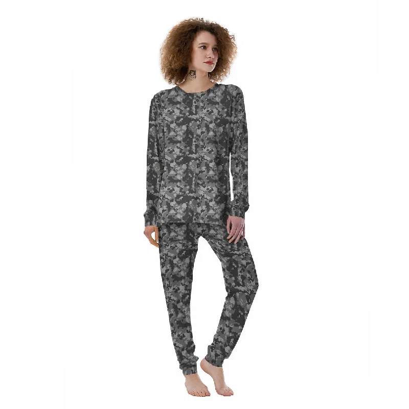 Knitted pajama setsDigital Camo Grey Print Pattern Women's Pajamas Knitted pajama sets