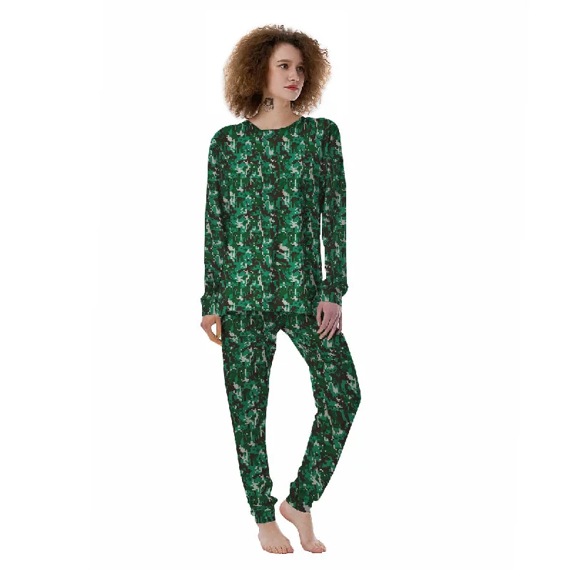 Bamboo pajama setsDigital Camo White And Green Print Women's Pajamas Bamboo pajama sets