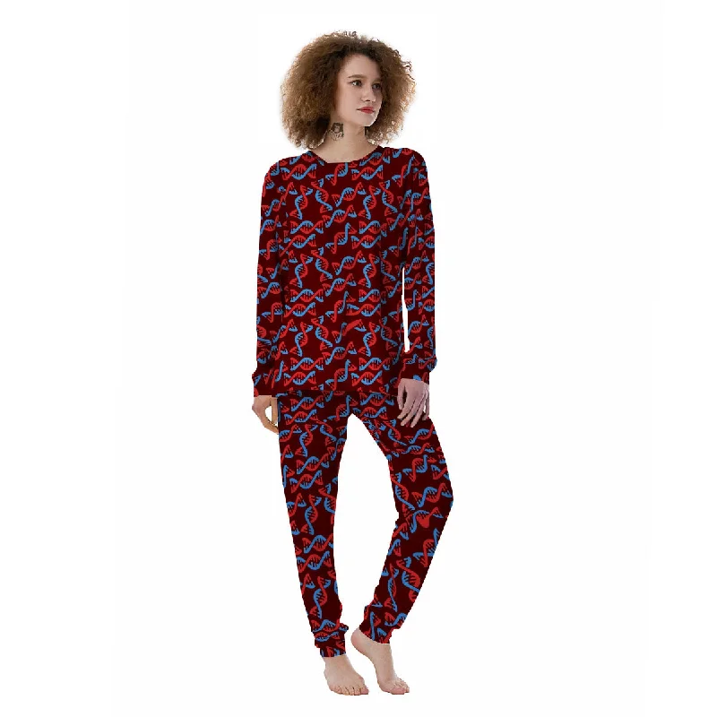 Flannel pajama setsDNA Helix Print Pattern Women's Pajamas Flannel pajama sets