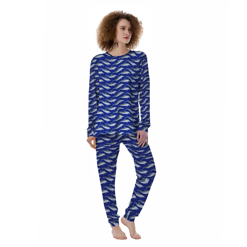 Couple pajama setsDolphin And Waves Print Pattern Women's Pajamas Couple pajama sets