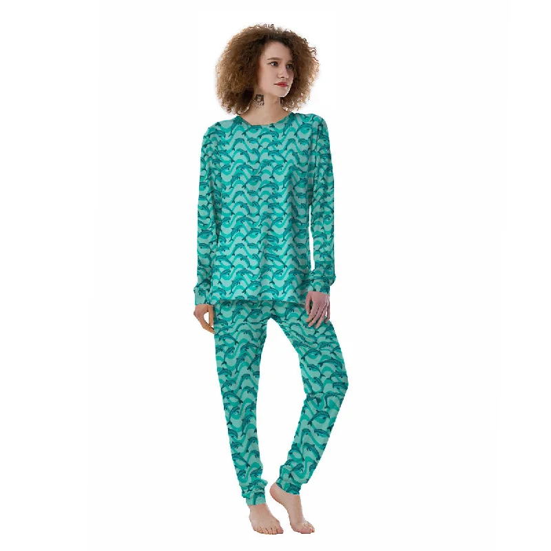 Breathable cotton pajama setsDolphins In The Ocean Cute Print Pattern Women's Pajamas Breathable cotton pajama sets