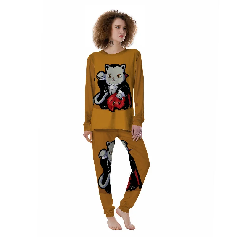 Work-from-home pajama setsDracula Cute Cat Print Women's Pajamas Work-from-home pajama sets