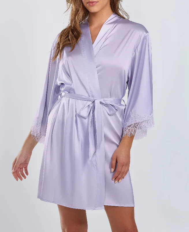 Calvin Klein pajama setsSatin Robe with Eyelash-Lace Trim Calvin Klein pajama sets