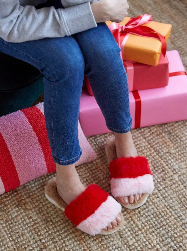 Family matching pajama setsMora Red and Pink Plush Holiday Slippers | Multi Family matching pajama sets