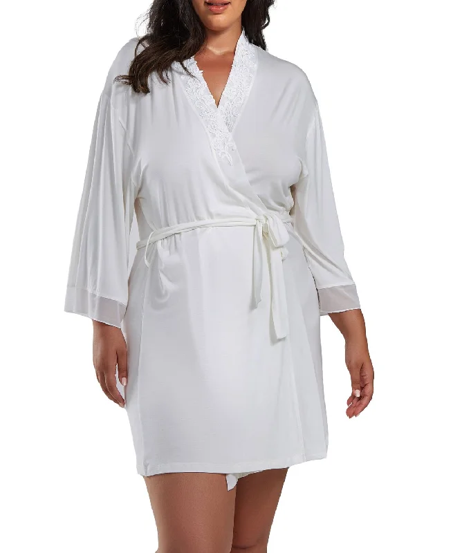 Bridal pajama setsTyler Plus Size Lace Robe with Mesh Trimmed Sleeves and Self Tie with Sash Bridal pajama sets