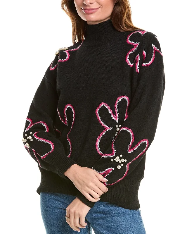 Columbia sweatersGracia Flower Embroidered Mock Neck Sweater Columbia sweaters