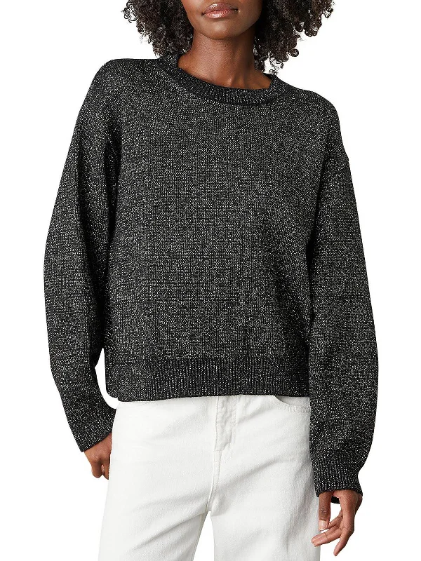 Cropped sweatersHallie Womens Metallic Crewneck Pullover Sweater Cropped sweaters