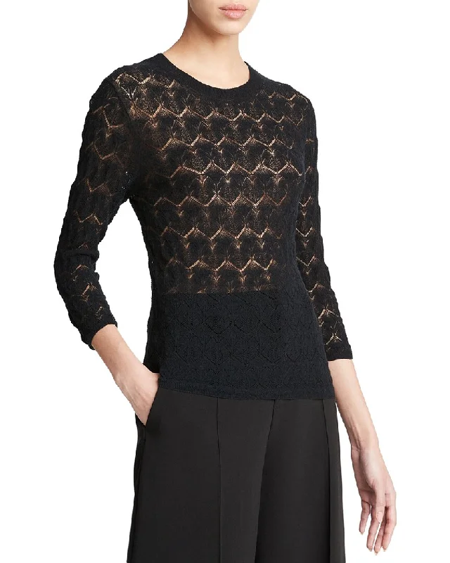 Expensive sweatersVince Fine Lace 3/4-Sleeve Top Expensive sweaters