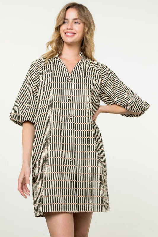 Luxury mini dressesPuff Sleeve Striped Dress Luxury mini dresses