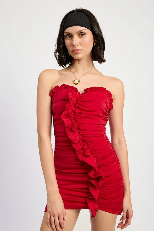 Best mini dresses for formal eventsRUCHED RUFFLE MINI DRESS Best mini dresses for formal events