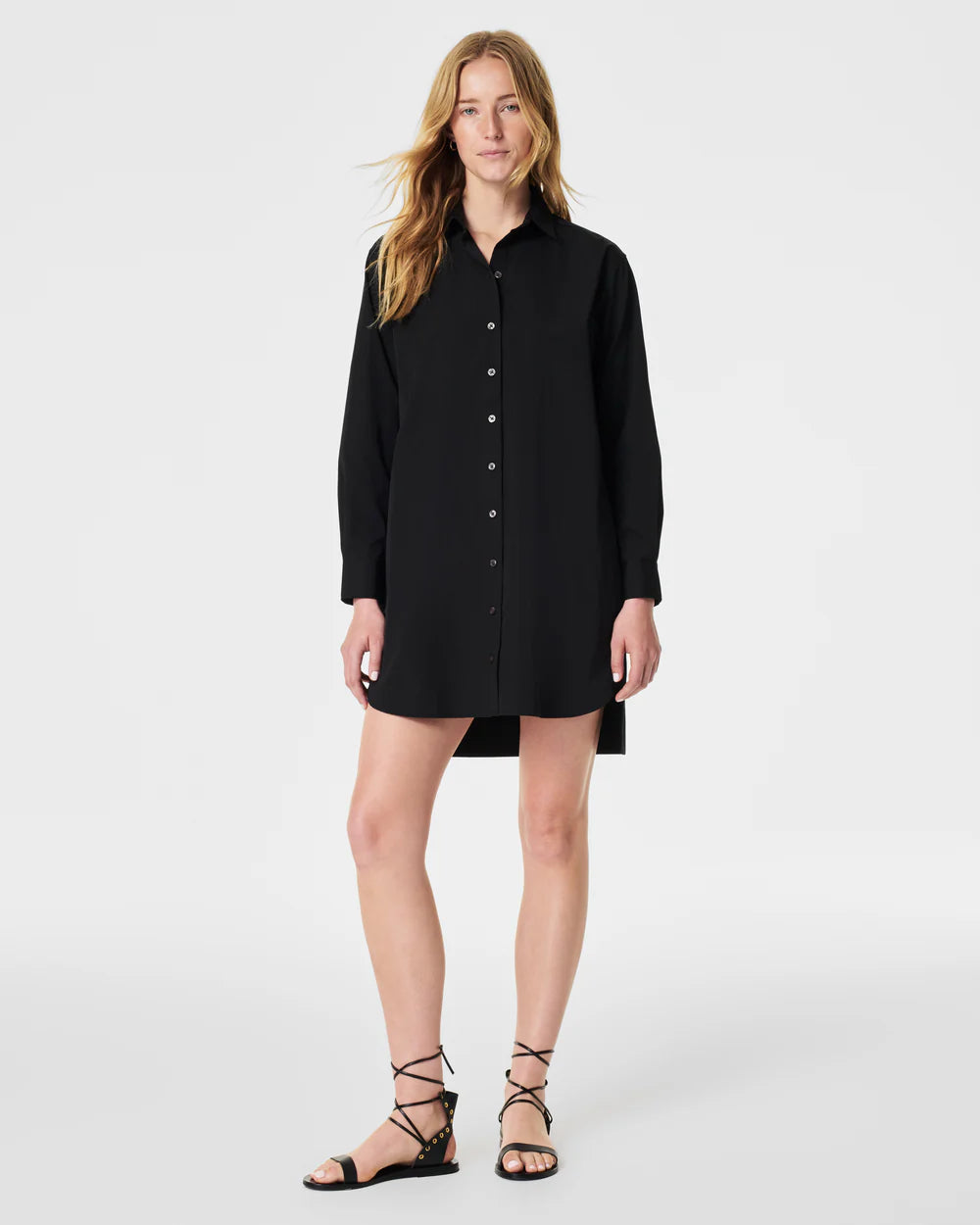 Graduation mini dressesSpanx The Best Poplin Shirt Dress - Classic Black Graduation mini dresses