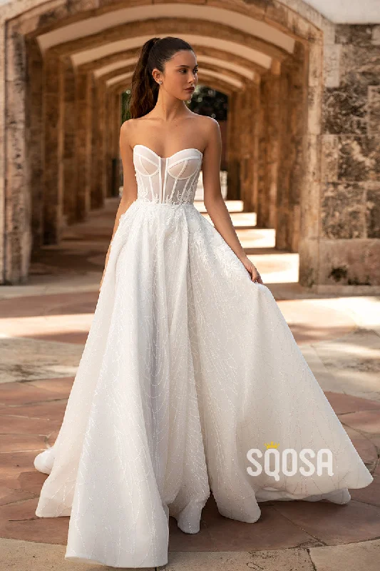 Sexy wedding dressesSweetheart Detachable Long Sleeve Appliques With Train A-Line Wedding Dress  QW8093 A-line Bridal Dress