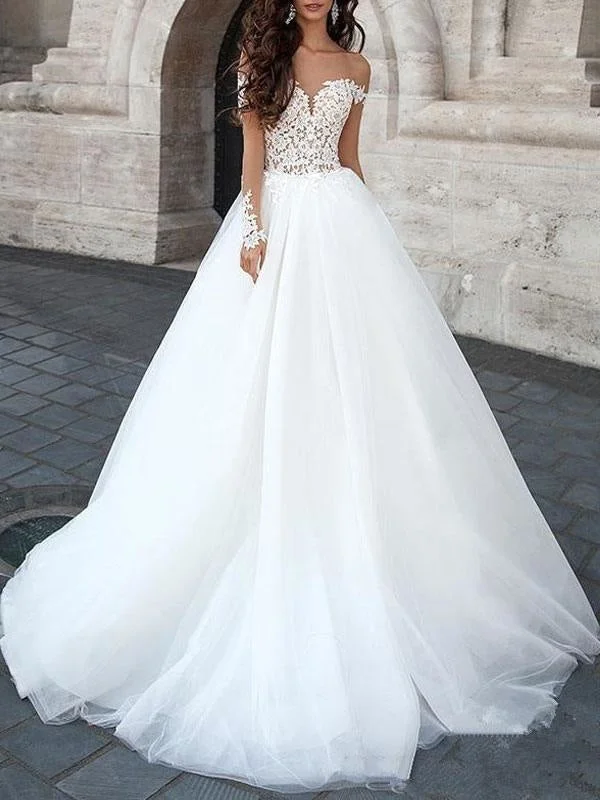 Velvet wedding dressesPrincess Wedding Dress 2021 Ball Gown Sweetheart Neck Long Sleeves Backless Lace Tulle Bridal Dresses With Court Train Princess Wedding Dress