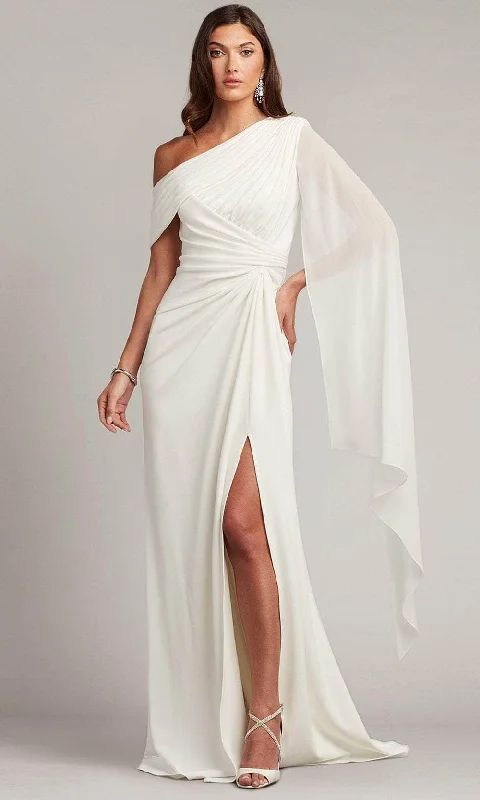 Pronovias wedding dressesTadashi Shoji BOS22813LBR - Drape Sleeve Ruched Detailed Wedding Dress Formal Wedding Dress