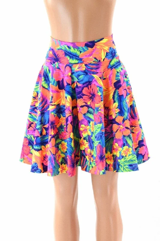 Affordable unclassified skirts19" Neon Tahitian Floral Skater Skirt Affordable unclassified skirts