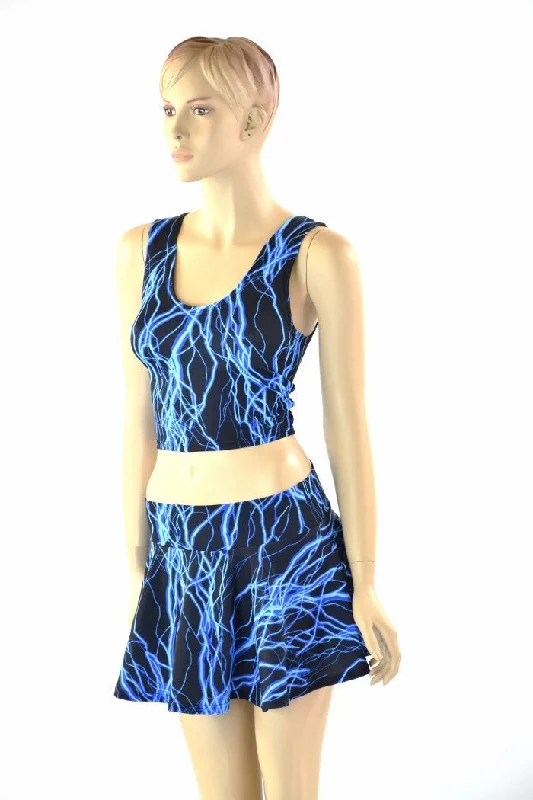 Lightweight unclassified skirtsNeon Blue Lightning Crop & Skirt Set Lightweight unclassified skirts