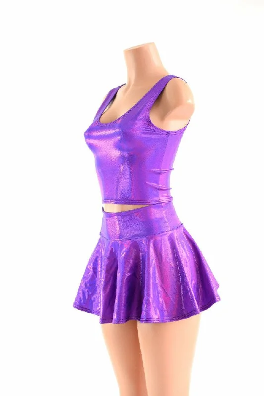 Dark color unclassified skirtsGrape Holographic Rave Skirt Set Dark color unclassified skirts