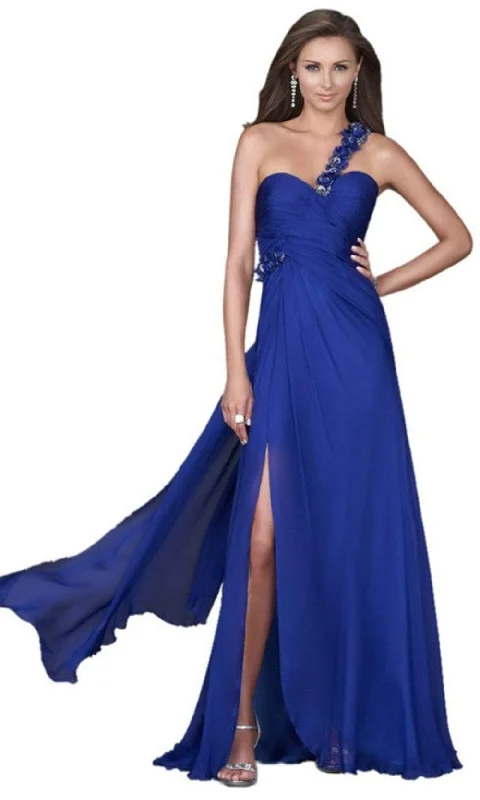 Clubbing maxi dressesLa Femme - One Shoulder Draped Sash Long Dress 16559SC Anniversary maxi dresses