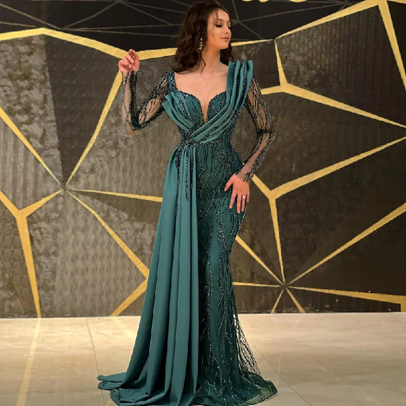 Revolve party dressesFor Sale Emerald Green Evening Dress with Overskirt SS425 Shein party dresses