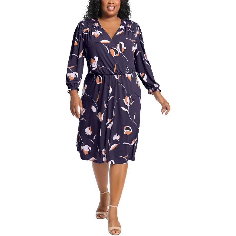 Bodycon floral dressesLondon Times Womens Plus Floral Smocked Wrap Dress Bodycon floral dresses