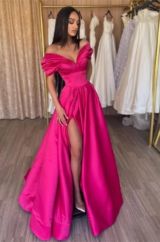 Wrap unclassified dressesA-line Off-the-shoulder V-neck High Split Floor-length Sleeveless Prom Dress Wrap unclassified dresses