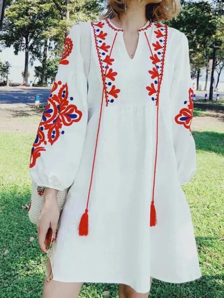 Preppy unclassified dresses2024 Retro Bohemian Holiday Dress for Women Boho Dress Preppy unclassified dresses