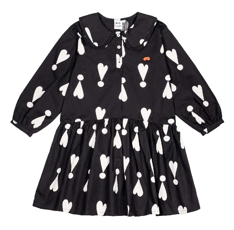 Cotton unclassified dressesBlack Exclamation Hearts Collar Dress Cotton unclassified dresses